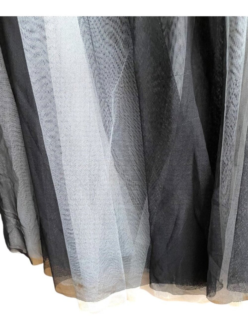 Alexia Admor Size 6 Black Gray A-line Midi Length Tulle Layered Skirt - Picture 4 of 7